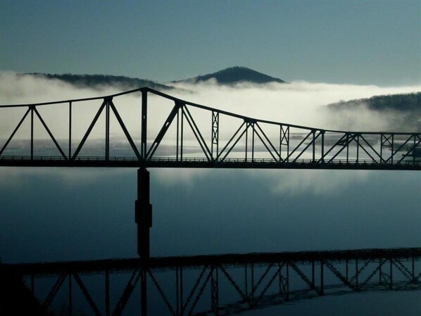 The morning dew rising from Table Rock Lake