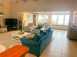 Living room with dining room