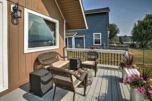 Private Deck | Outdoor Seating | Lake Lawrence View