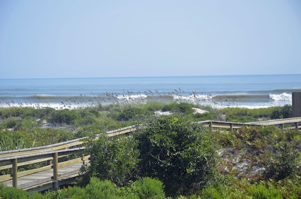 Ocean views from the patio. One of 2 private walkways to the beach