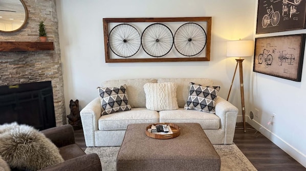 Cozy living room with new sofa sleeper
