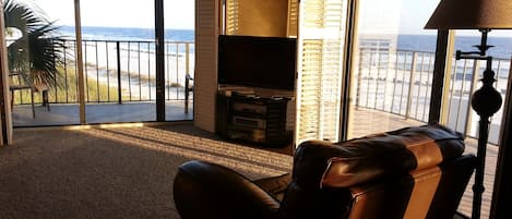 Living Room...with a spectacular view of the Emerald Gulf of Mexico!