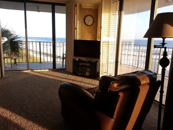 Living Room...with a spectacular view of the Emerald Gulf of Mexico!