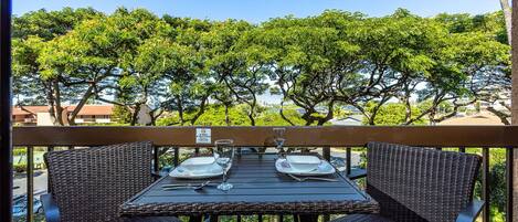 Private Lanai Surrounded by Tropical Foliage