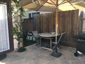 Private back patio area