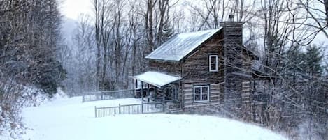 Appalachian Dream after a snowfall allows for sledding right outside your door