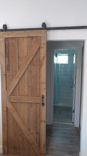 gliding. barn door to closet and bathroom
