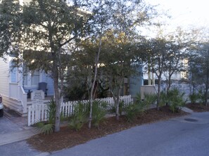 Trees provide extra shade for relaxing on the balcony/porch