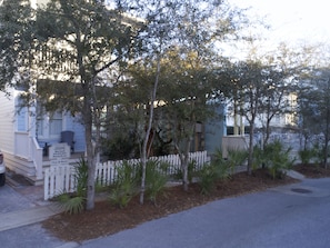 Trees provide extra shade for relaxing on the balcony/porch