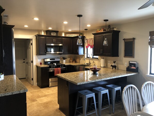 Kitchen with bar seating