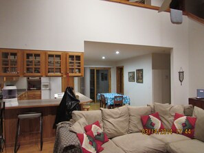 Great room to open kitchen and dining