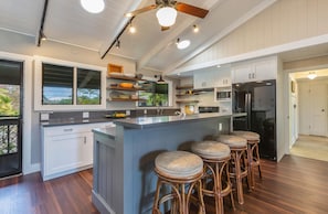Breakfast bar to remodeled kitchen.
