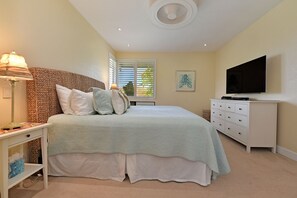 Master bedroom with 55 LG OLED TV  and ultra quiet split duct A/C