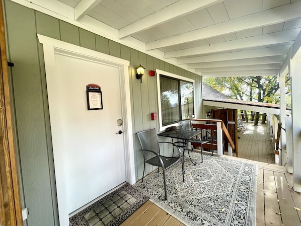 Front door with smart lock for self check in and out.