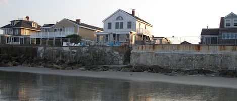 View of Ocean Gem from the beach at low tide