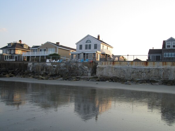 View of Ocean Gem from the beach at low tide