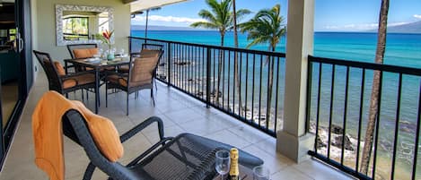 Enjoy panoramic ocean views from your over sized private lanai