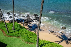Rock shoreline, but still accessible for swimming and snorkeling