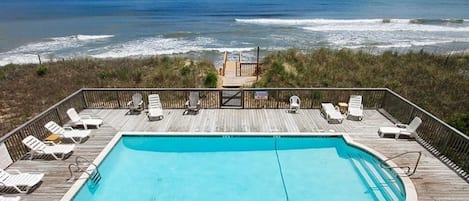 View of pool and our direct access to the ocean