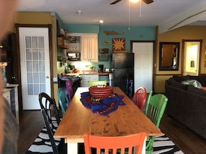 handmade farm table ready for meals and game night!