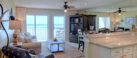 View of the gulf from kitchen and living room