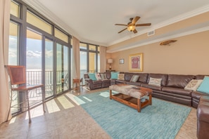 Plenty of room and views of the beach or catch a movie on the TV.