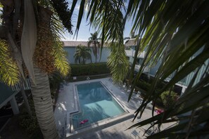 Heated pool is large and private to the 16-unit complex.