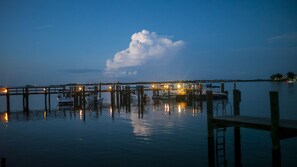 Our dock, right, and another, seen from condo.