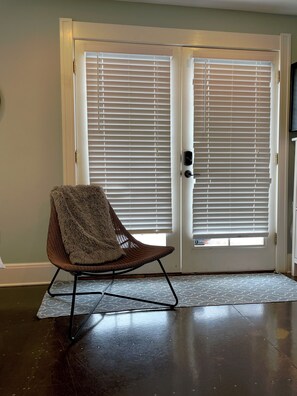 French doors to private deck. Key pad entrance for easy self check in/out.