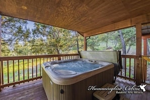 Private hot tub under covered deck