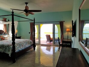 The Ocean Room has an adjoining balcony that overlooks Magens Bay