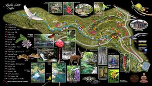 Map of the grounds with trails and featured points of interest.