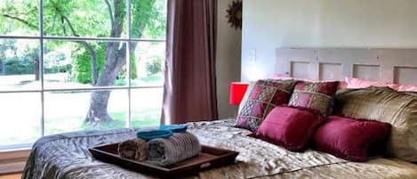 Picturesque master bedroom view of one of many southern pecan trees.   