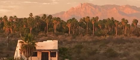 Sunset on the mountains behind the casita -paradise between the mountains & sea.