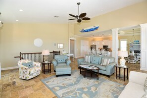 Vaulted ceilings in the living room.