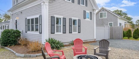 Gather by the fire and discuss the day's adventures - 128 Sea Street Unit 11 Dennisport Cape Cod New England Vacation Rentals