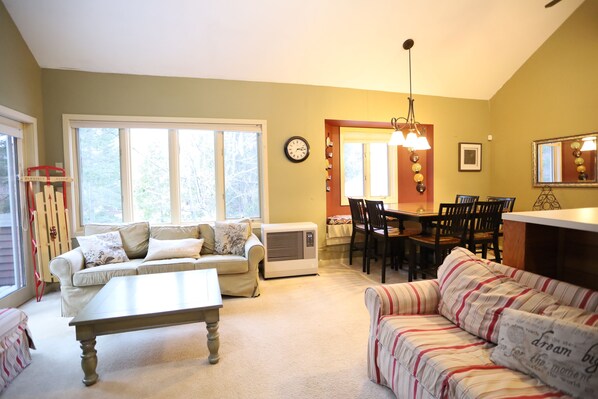 Living room and Dinning room at Forest Rim Condo in the Heart of Waterville Valley, NH