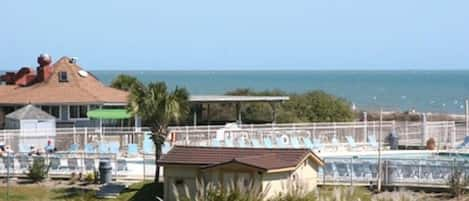 Large oceanside pool and Tiki bar