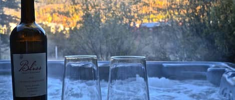 Private Hot Tub that seats 8 on the secluded lower deck near the Snake River.