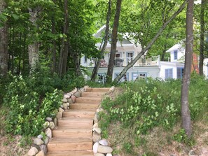 Steps from beach to Boat House