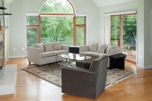 Living room with river views