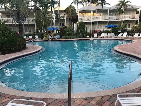 Large heated pool just steps from back porch