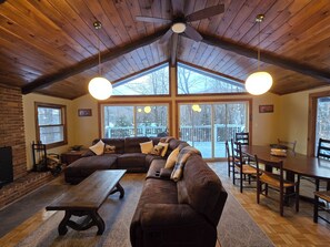 Upstairs open concept living room, dining room, kitchen.r