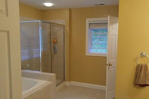 Private bath, shower and separate bathroom