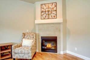 Cozy sitting area and provided throw for cold evenings