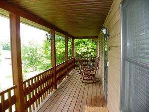 The front porch provides amazing morning and evening views of the mountains.