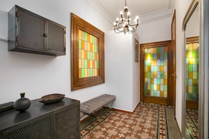 Stain glass and original tile floors