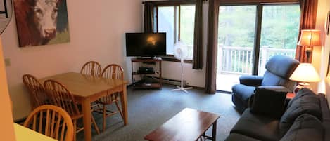 Main floor living room features a 42' LED TV, with HD Cable and Blu-Ray DVD 