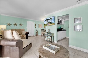 Relax and watch your favorite program on the 55" smart tv.