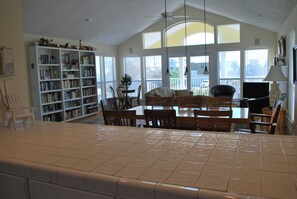 Wall of windows fills the house with natural light.
